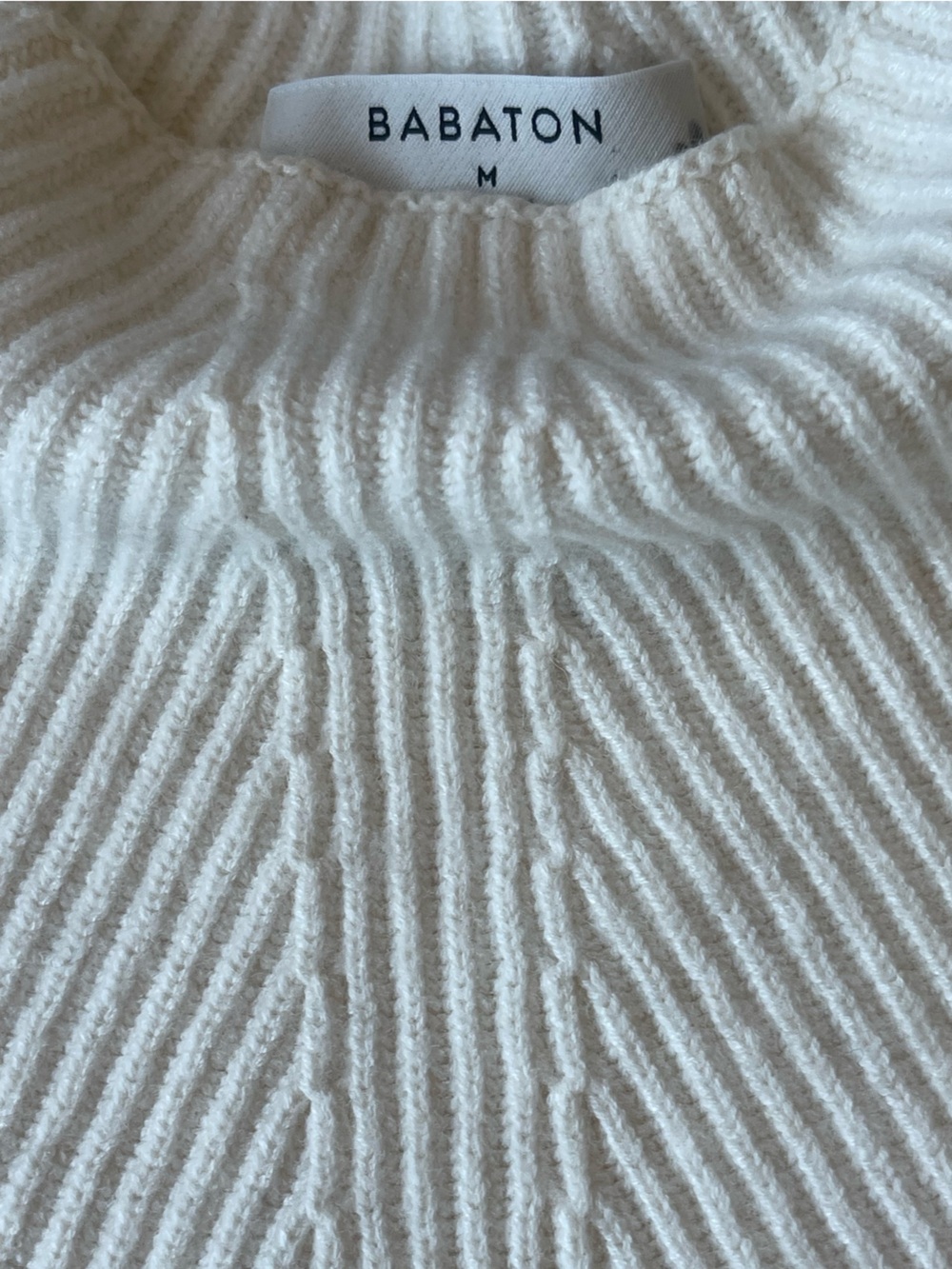 Aritzia WOOL LINEN Chalmers Sweater Heather Birch Ribbed Knit Mockneck Babaton M - Picture 6 of 16